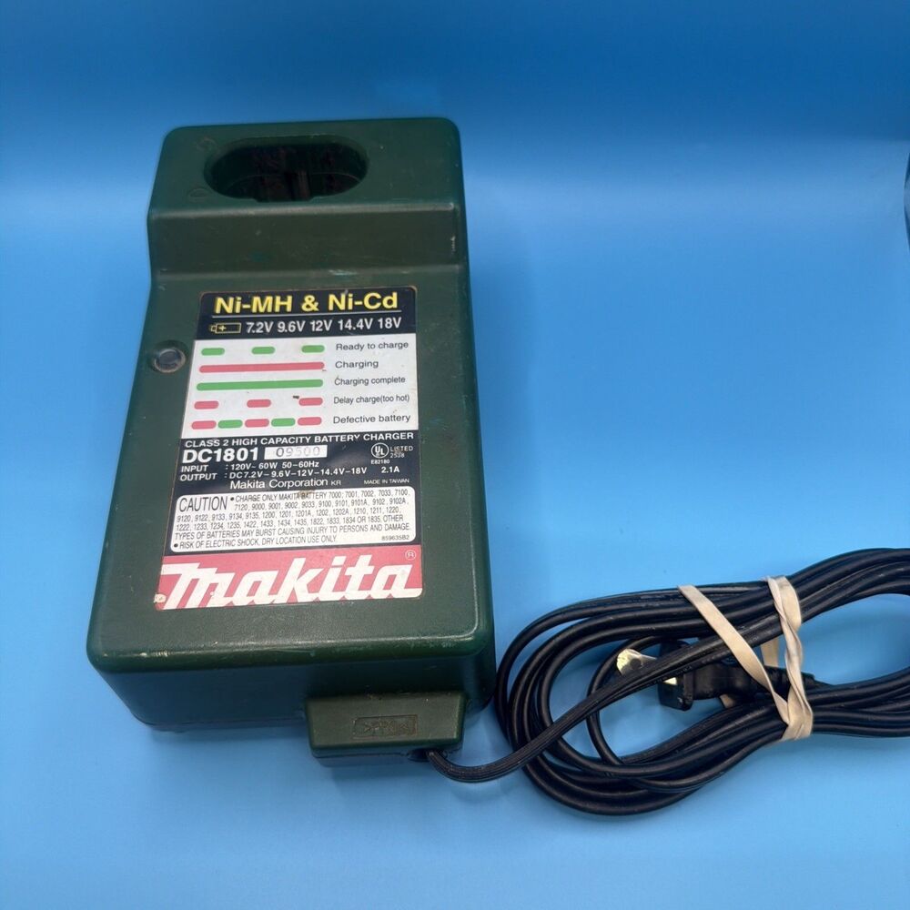 Makita DC1801 Ni-MH/Ni-Cd Battery Charger 7.2V-18V Green 1-Bay